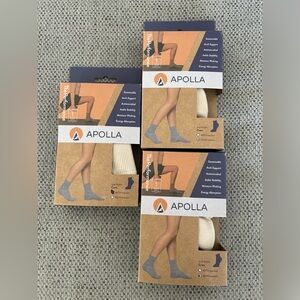 3 Pair Apolla Performance Crew Socks Nude SMALL F: 3-6 M: 2.5-5.5 NWT